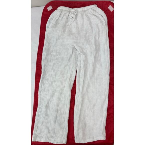 Waffle Knit Pants 100% Cotton Drawstring White Pockets Shein Size 2 XS - Picture 1 of 8